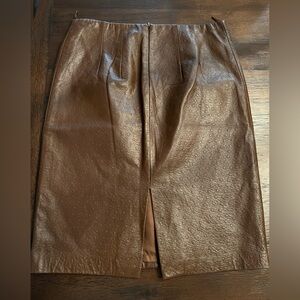 LAUNDRY NWT LAMBSKIN LEATHER SKIRT Sz 4 Shelli Segal Chocolate Brown Pencil Fall